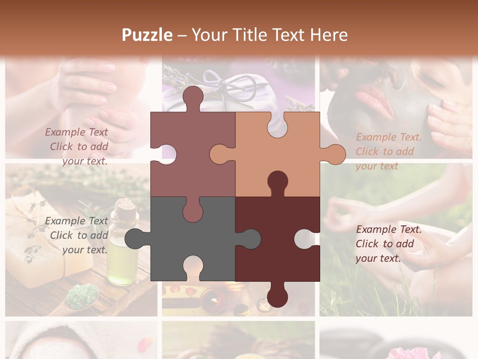 A Collage Of Photos With A Woman's Face And Hands PowerPoint Template