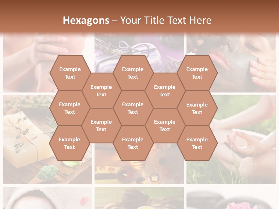 A Collage Of Photos With A Woman's Face And Hands PowerPoint Template