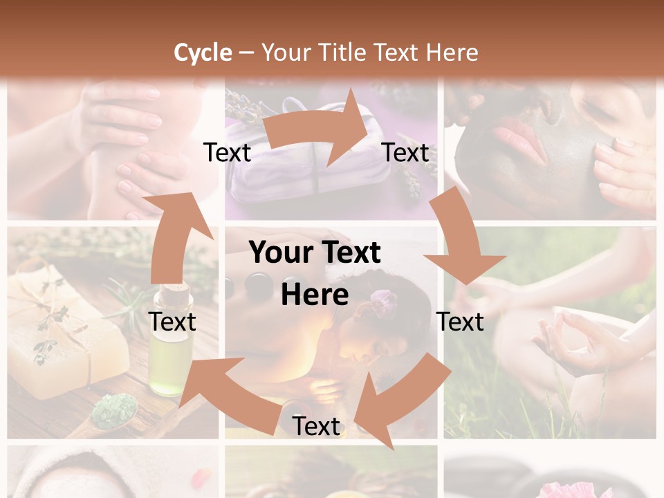 A Collage Of Photos With A Woman's Face And Hands PowerPoint Template