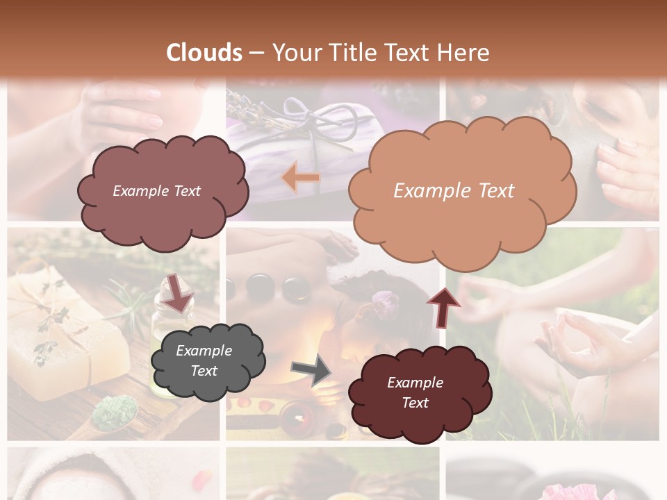 A Collage Of Photos With A Woman's Face And Hands PowerPoint Template