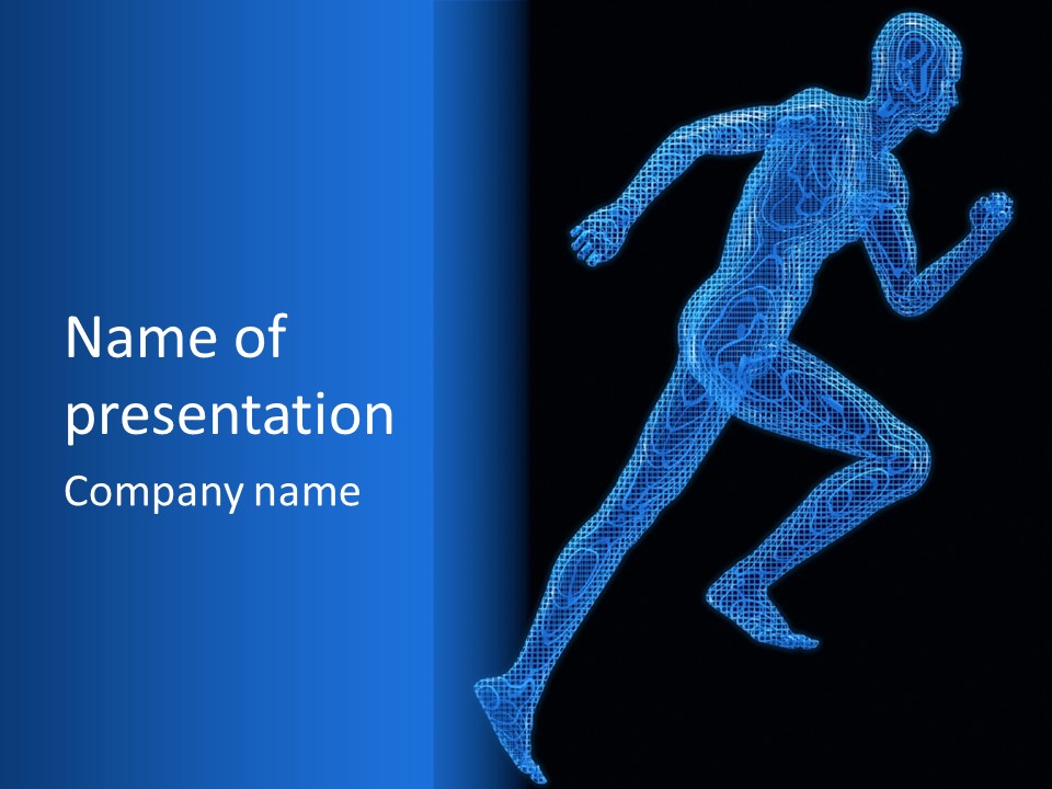 A Man Running On A Black And Blue Background PowerPoint Template