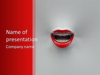 A Woman's Mouth With Red Lipstick On A White And Red Background PowerPoint Template