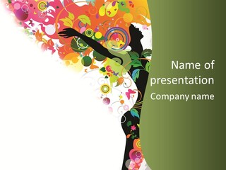 A Woman With Colorful Flowers On Her Body Powerpoint Template PowerPoint Template