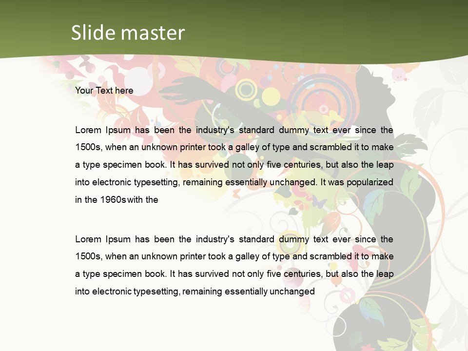 A Woman With Colorful Flowers On Her Body Powerpoint Template PowerPoint Template