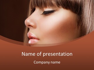 A Woman With Her Eyes Closed And A Brown Background PowerPoint Template