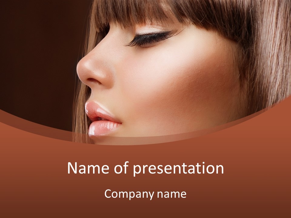 A Woman With Her Eyes Closed And A Brown Background PowerPoint Template