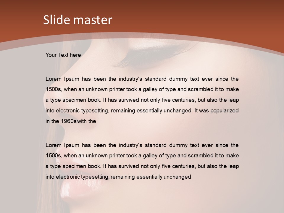 A Woman With Her Eyes Closed And A Brown Background PowerPoint Template