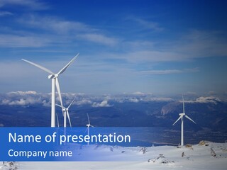 Windturbine Winter Windmill PowerPoint Template