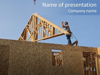 A Man Working On A Roof Of A House PowerPoint Template