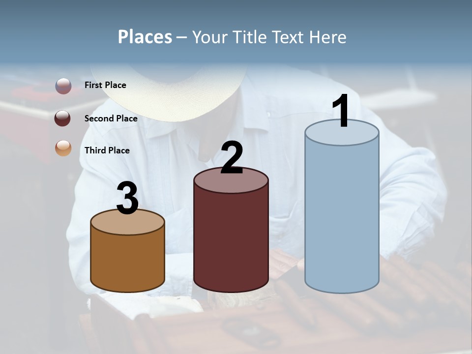 A Man In A Hat Is Working On A Piece Of Wood PowerPoint Template