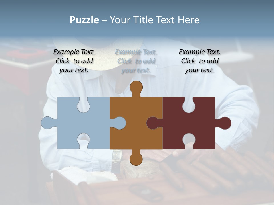 A Man In A Hat Is Working On A Piece Of Wood PowerPoint Template