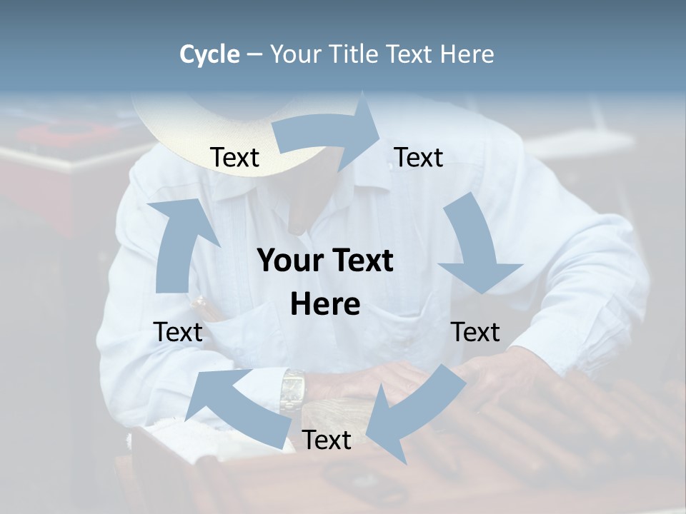 A Man In A Hat Is Working On A Piece Of Wood PowerPoint Template