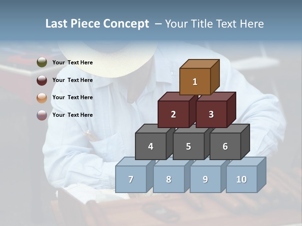 A Man In A Hat Is Working On A Piece Of Wood PowerPoint Template
