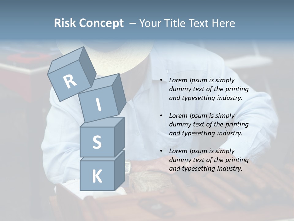 A Man In A Hat Is Working On A Piece Of Wood PowerPoint Template