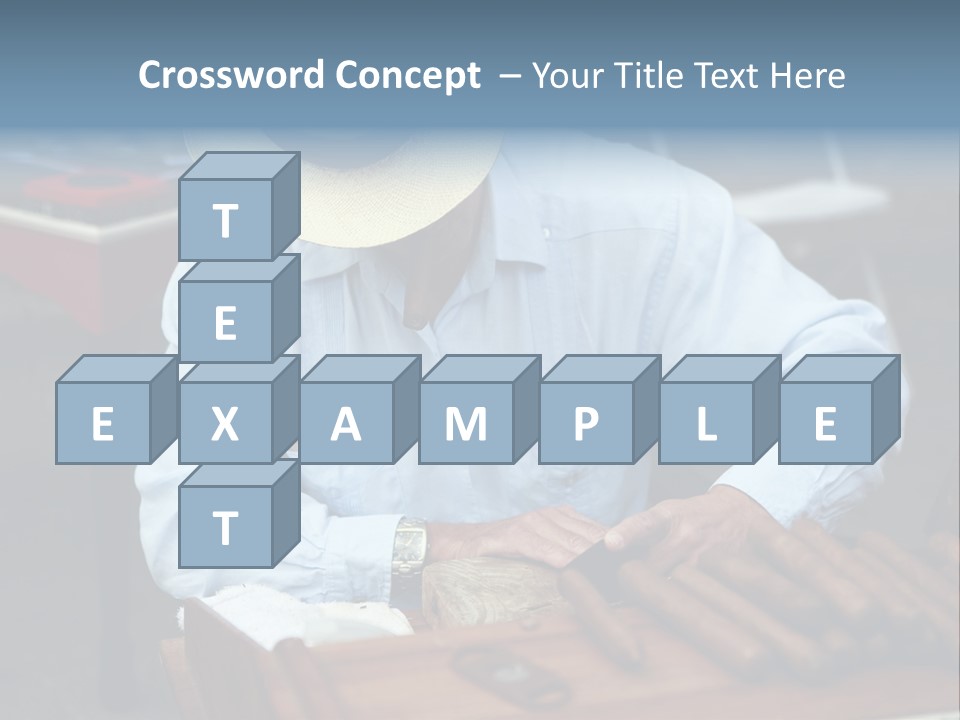 A Man In A Hat Is Working On A Piece Of Wood PowerPoint Template