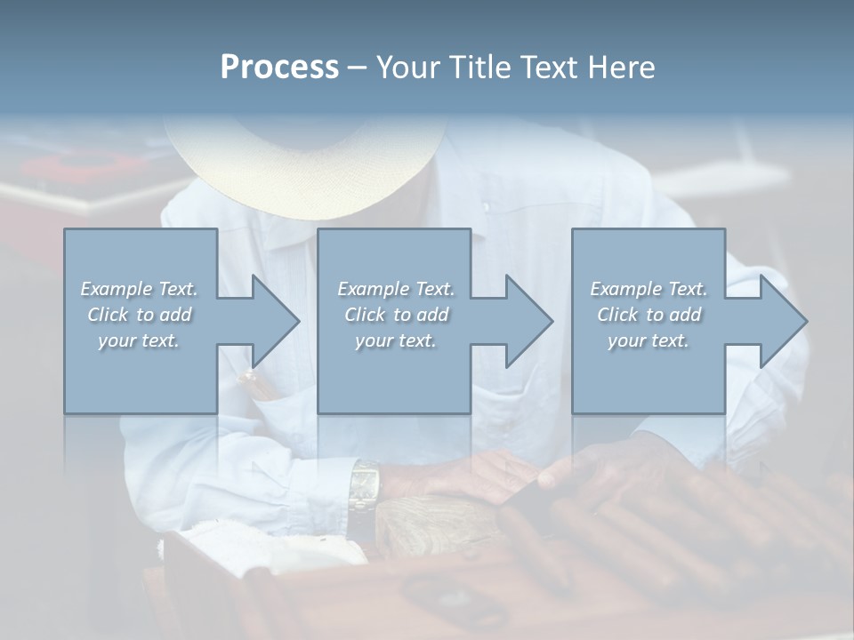 A Man In A Hat Is Working On A Piece Of Wood PowerPoint Template