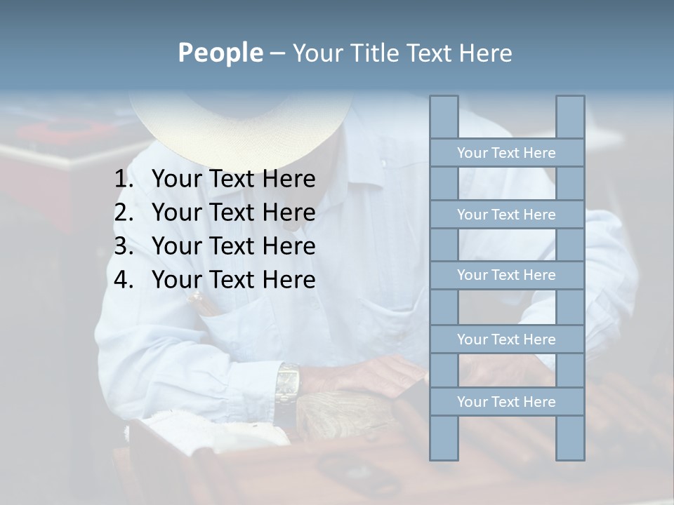 A Man In A Hat Is Working On A Piece Of Wood PowerPoint Template