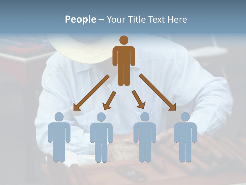 A Man In A Hat Is Working On A Piece Of Wood PowerPoint Template