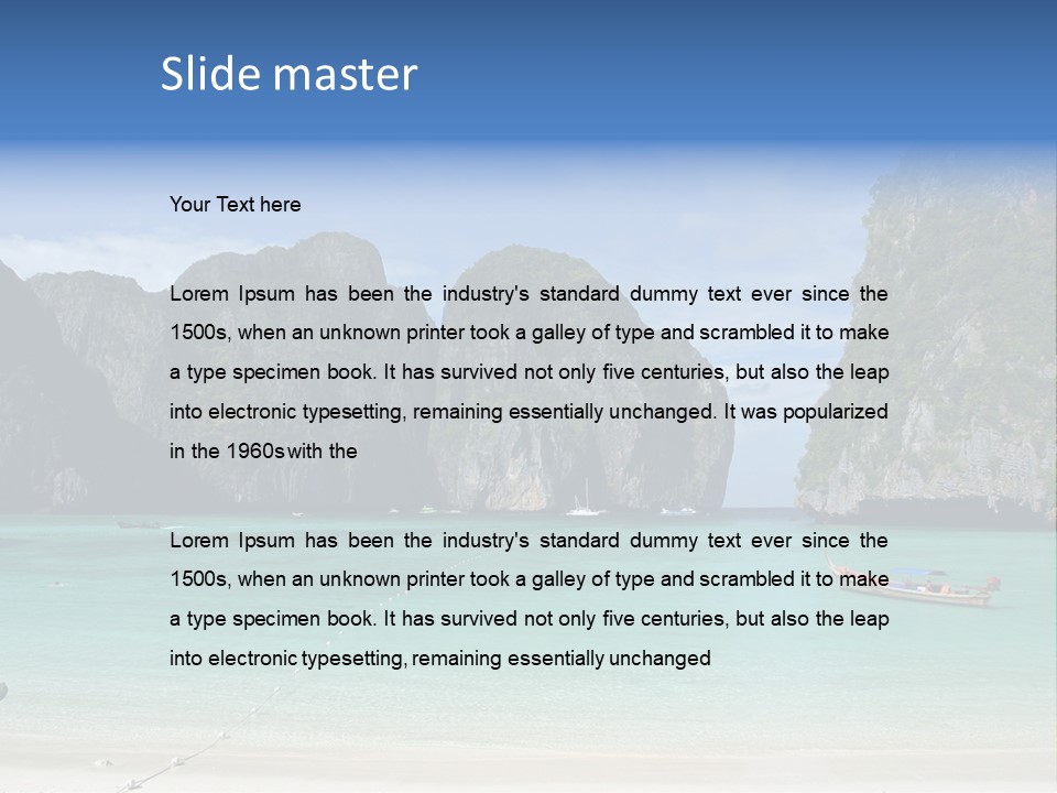 A Beach With A Boat In The Middle Of It PowerPoint Template