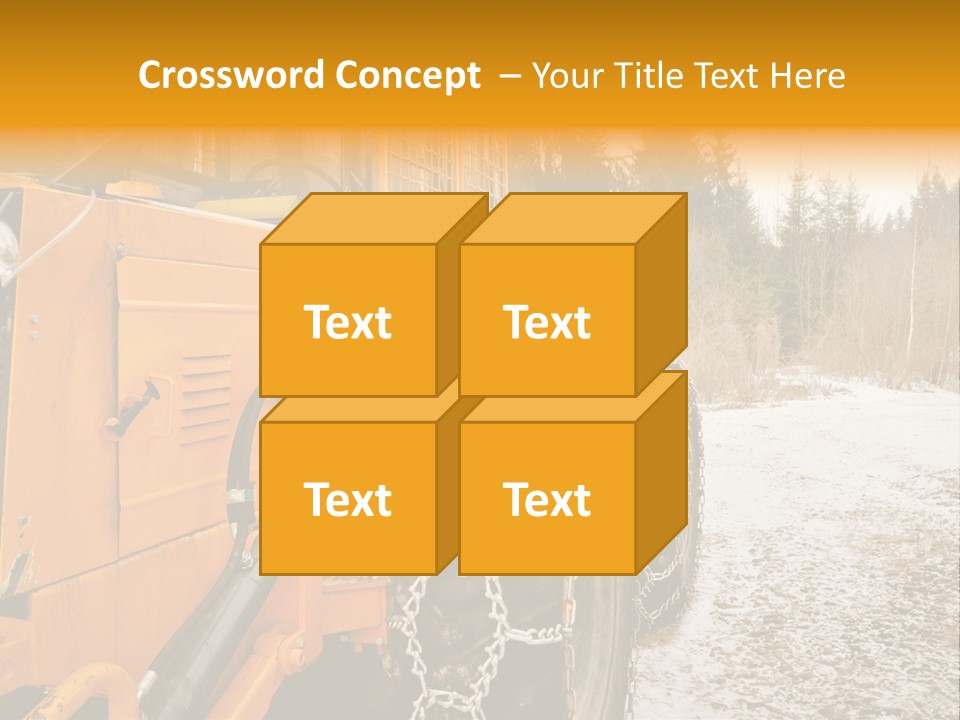 A Yellow Tractor Is Parked In The Snow PowerPoint Template