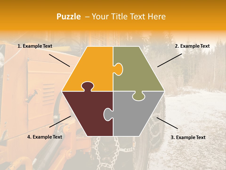 A Yellow Tractor Is Parked In The Snow PowerPoint Template