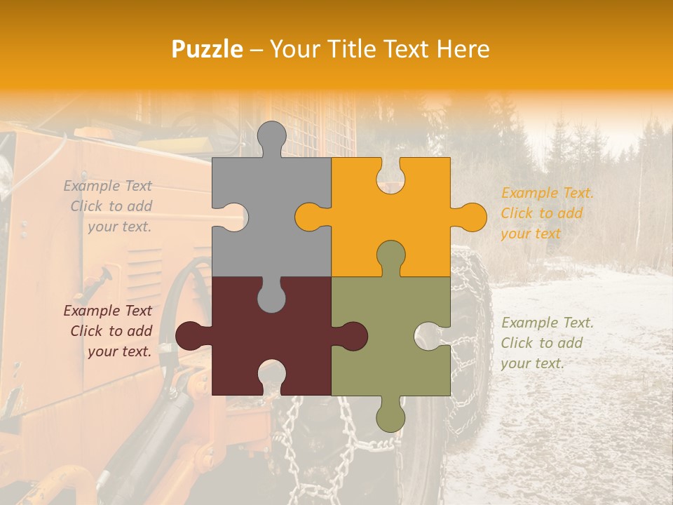 A Yellow Tractor Is Parked In The Snow PowerPoint Template