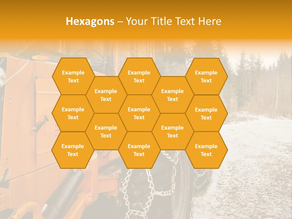 A Yellow Tractor Is Parked In The Snow PowerPoint Template