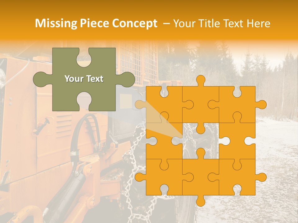 A Yellow Tractor Is Parked In The Snow PowerPoint Template