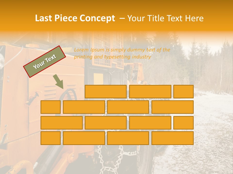 A Yellow Tractor Is Parked In The Snow PowerPoint Template