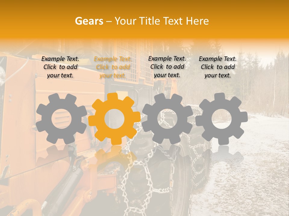 A Yellow Tractor Is Parked In The Snow PowerPoint Template