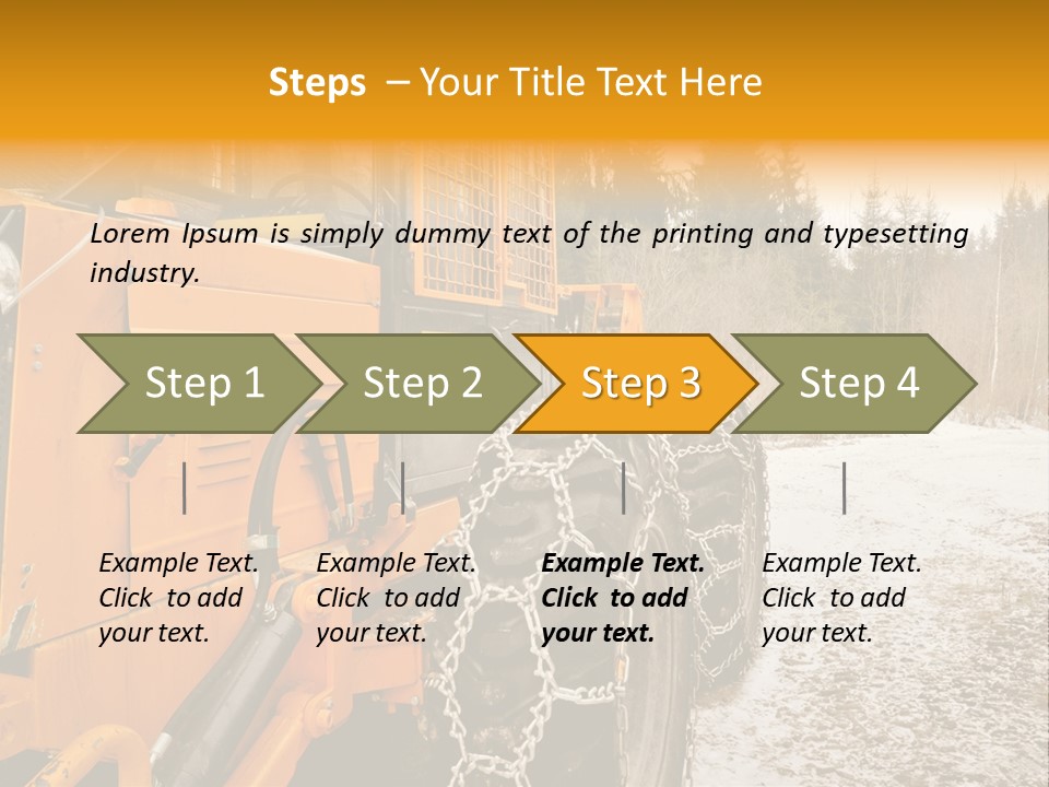 A Yellow Tractor Is Parked In The Snow PowerPoint Template