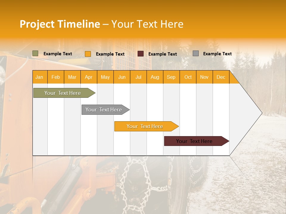 A Yellow Tractor Is Parked In The Snow PowerPoint Template