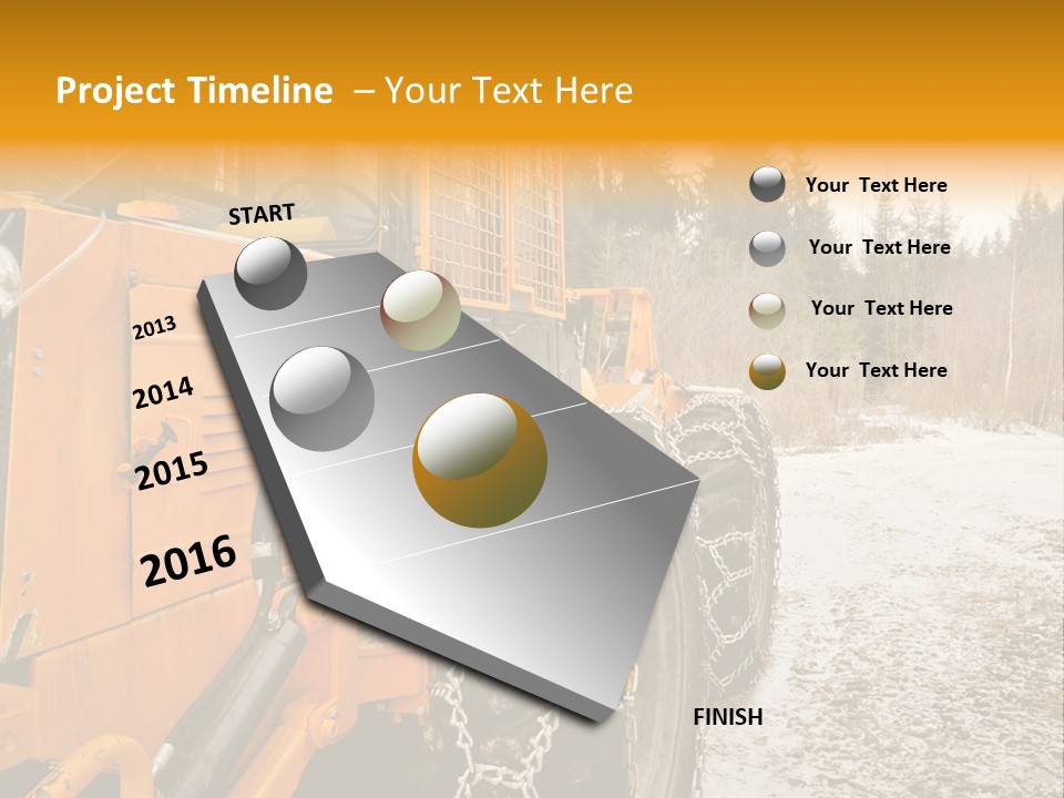 A Yellow Tractor Is Parked In The Snow PowerPoint Template