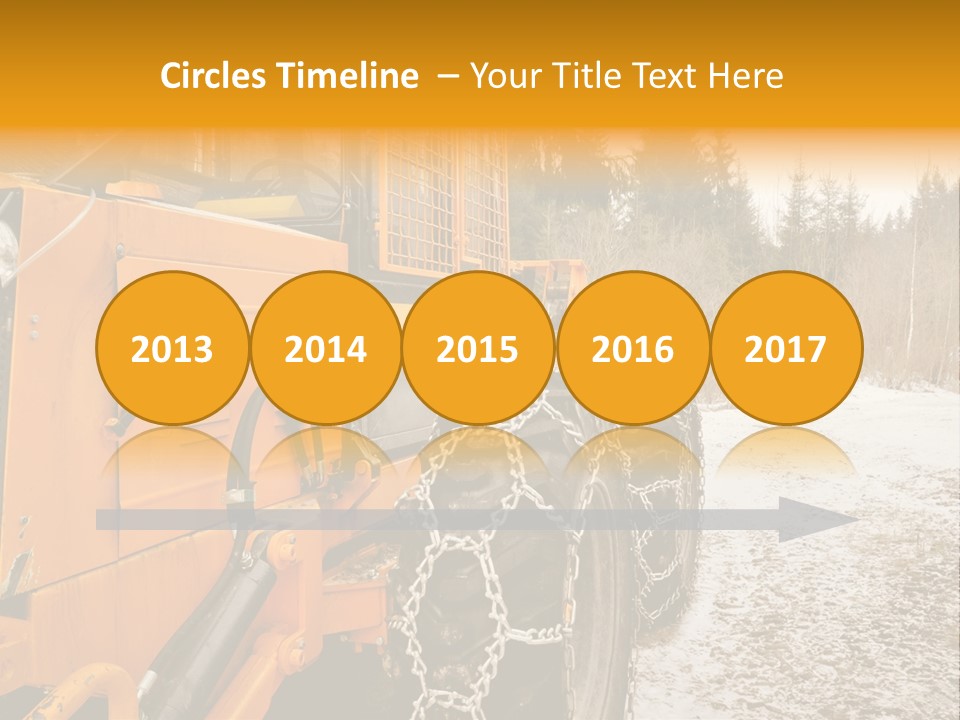 A Yellow Tractor Is Parked In The Snow PowerPoint Template