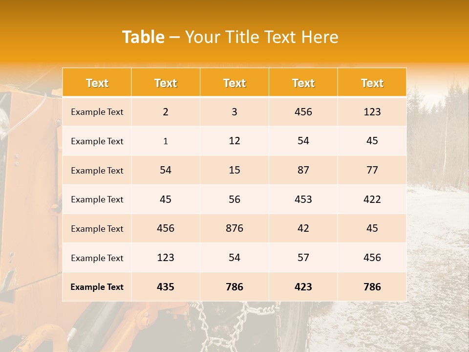 A Yellow Tractor Is Parked In The Snow PowerPoint Template
