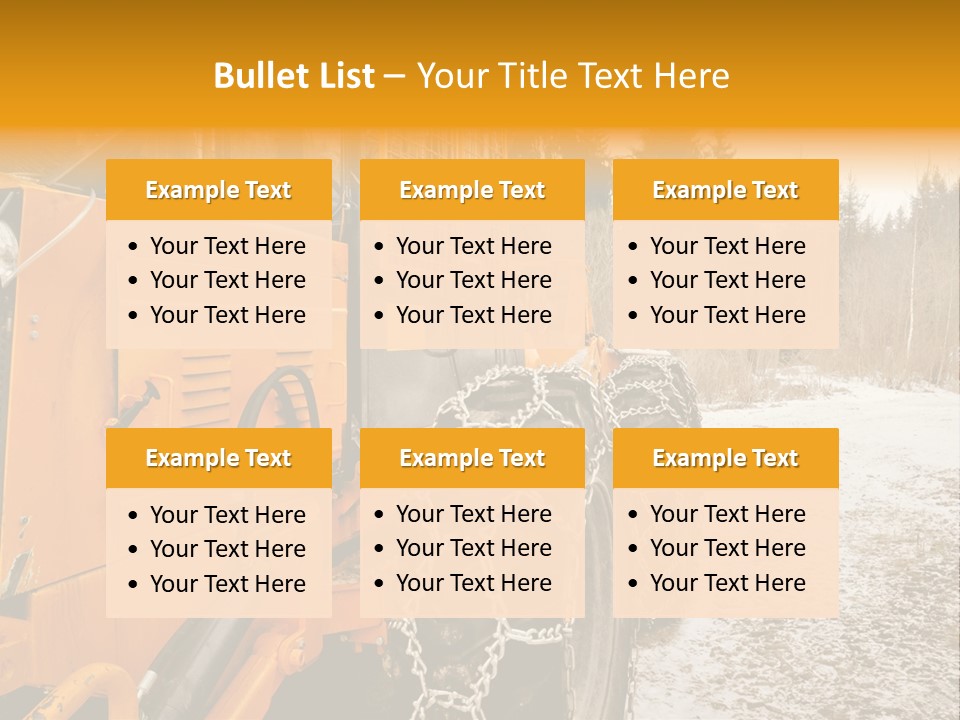 A Yellow Tractor Is Parked In The Snow PowerPoint Template
