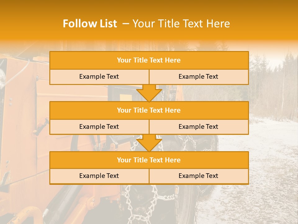 A Yellow Tractor Is Parked In The Snow PowerPoint Template