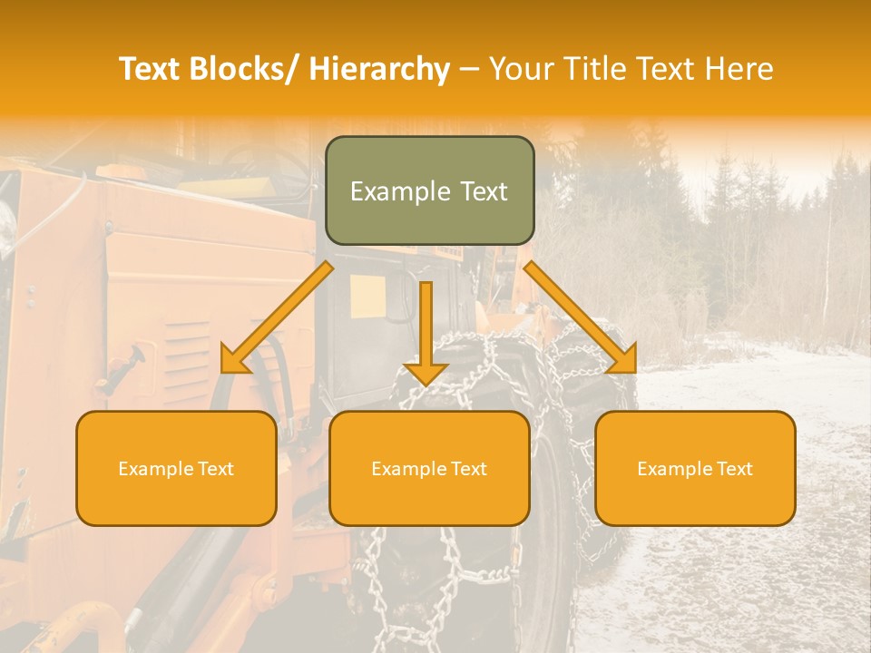 A Yellow Tractor Is Parked In The Snow PowerPoint Template