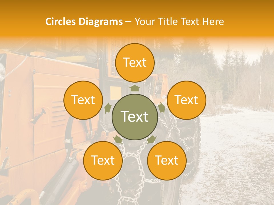A Yellow Tractor Is Parked In The Snow PowerPoint Template
