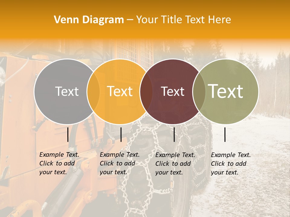 A Yellow Tractor Is Parked In The Snow PowerPoint Template