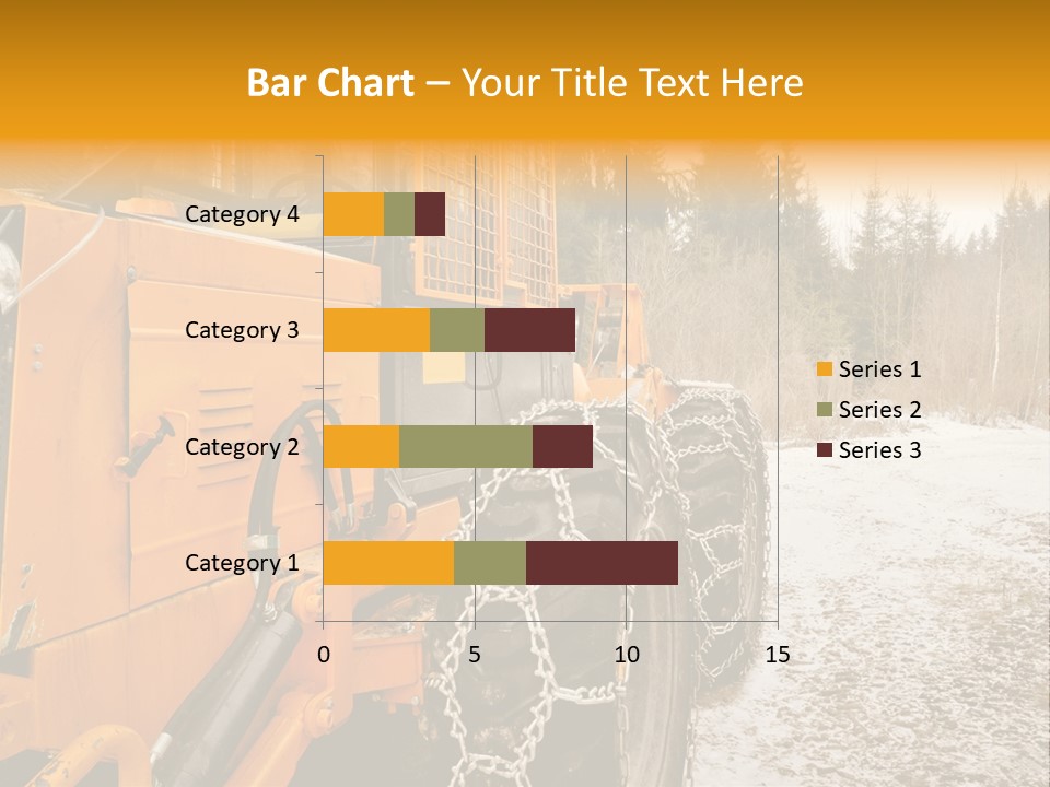 A Yellow Tractor Is Parked In The Snow PowerPoint Template