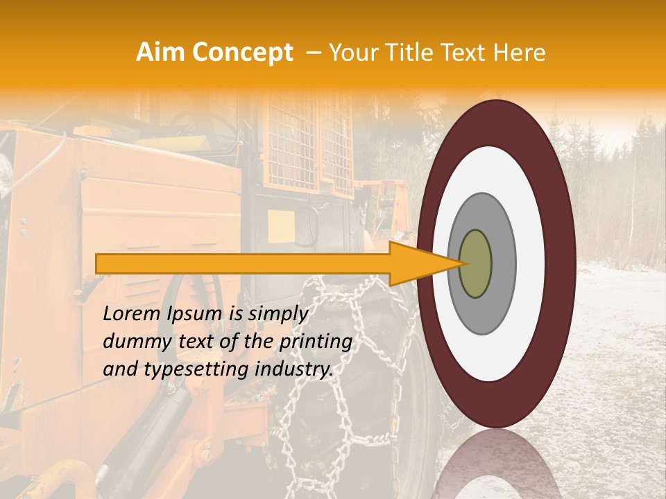 A Yellow Tractor Is Parked In The Snow PowerPoint Template