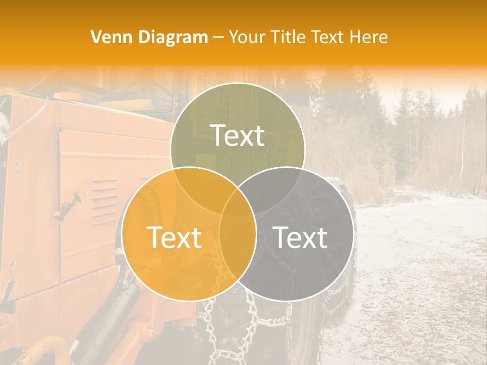 A Yellow Tractor Is Parked In The Snow PowerPoint Template