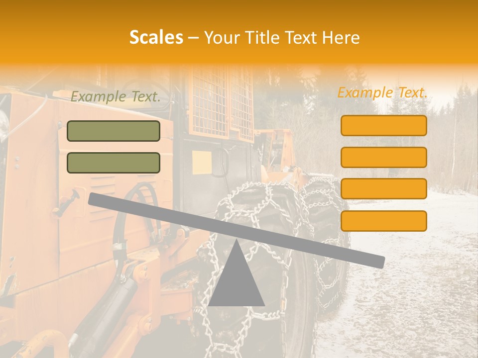 A Yellow Tractor Is Parked In The Snow PowerPoint Template