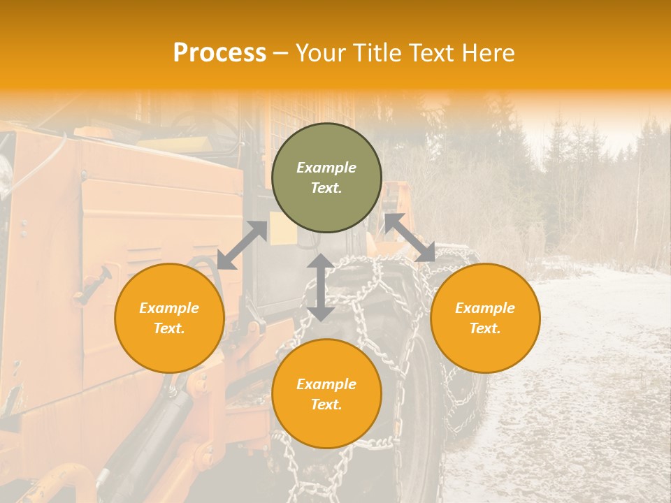 A Yellow Tractor Is Parked In The Snow PowerPoint Template