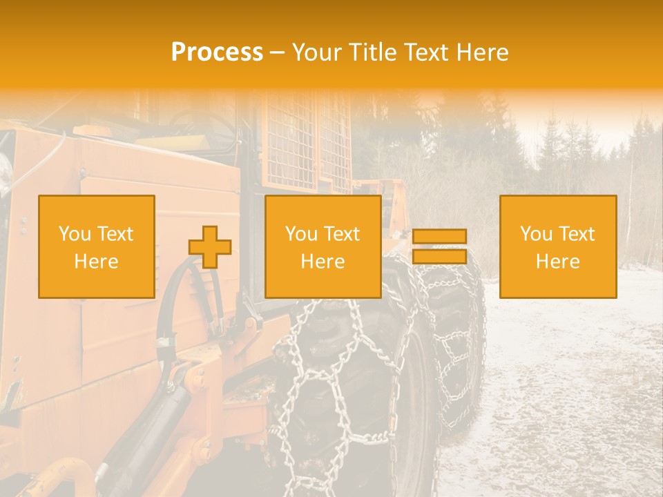 A Yellow Tractor Is Parked In The Snow PowerPoint Template
