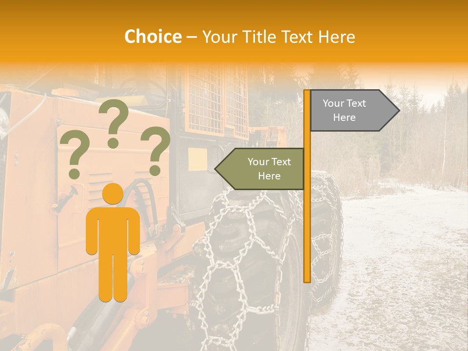 A Yellow Tractor Is Parked In The Snow PowerPoint Template