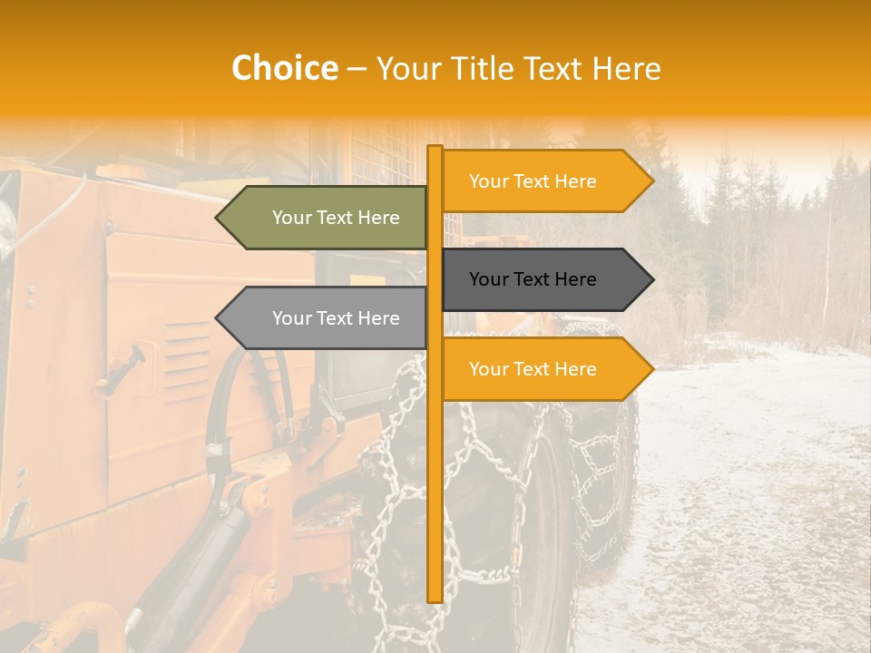 A Yellow Tractor Is Parked In The Snow PowerPoint Template