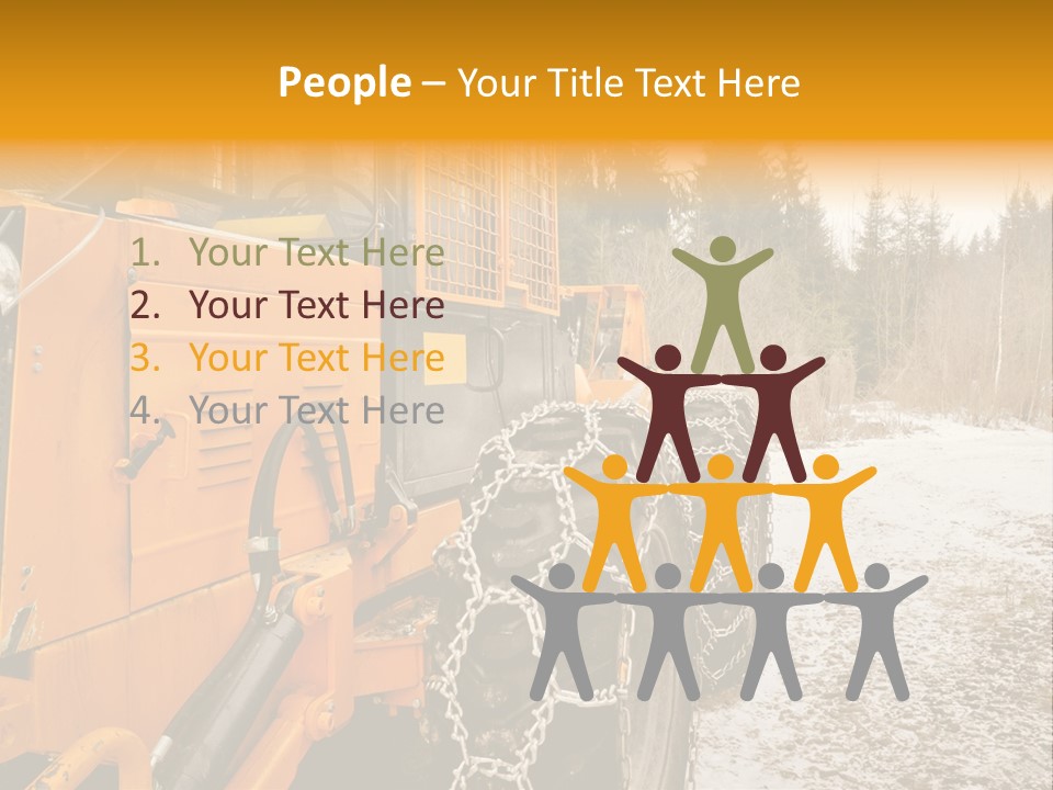 A Yellow Tractor Is Parked In The Snow PowerPoint Template