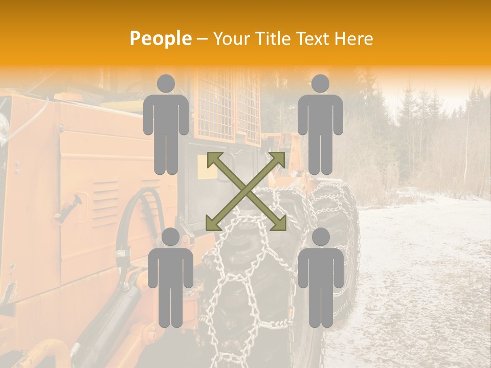 A Yellow Tractor Is Parked In The Snow PowerPoint Template